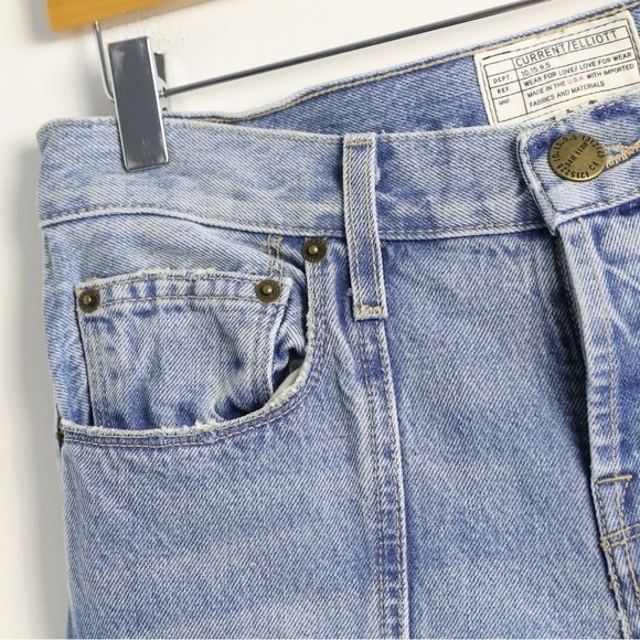 Current Elliott Anthropologie patchwork denim jeans unisex W 25 M 28 blue trendy - Picture 7 of 9